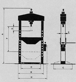 Maßskizze Werkstattpressen